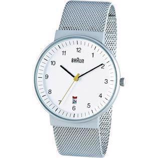 Classic blank rustfri stål quartz Herre ur fra Braun, BN0032WHSLMHG